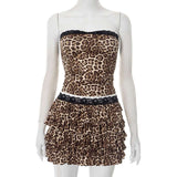 Leopard Print Strapless Top & Skirt Set image 2