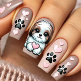 Adorable Dog and Paw Heart Nail Art Design image 5