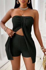 Textured Strapless Top and Shorts Set image 0