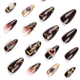 Press on Fake Nails with Vintage Golden Charms image 3