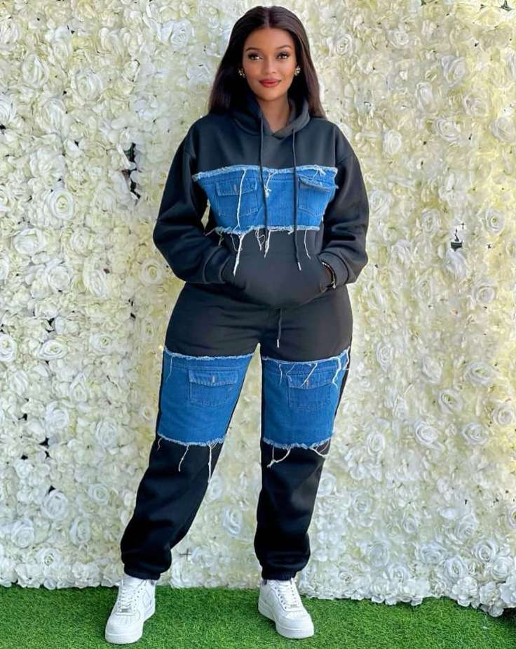 Hooded Tops and Pants Tracksuit Outfits Sweatsuit Set - L, Black image