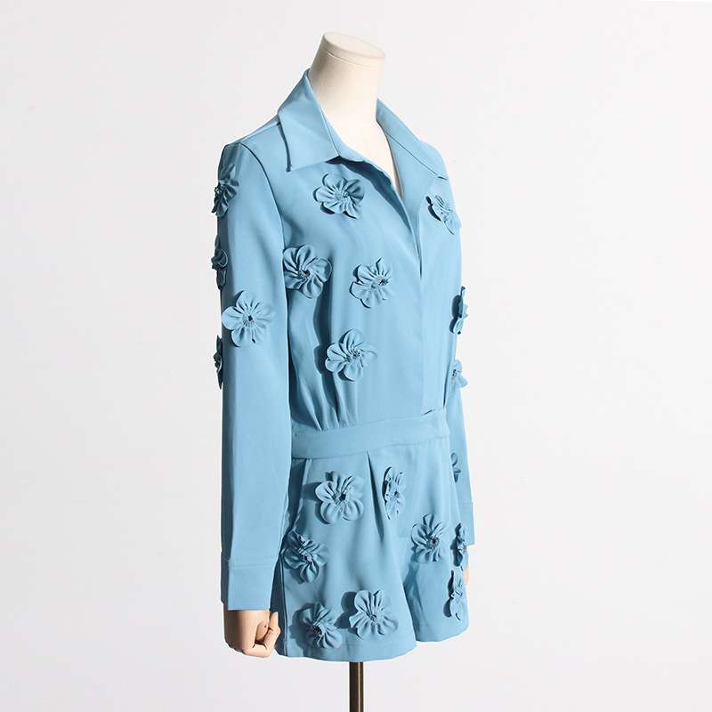 3D Floral Design Collared Romper image 6
