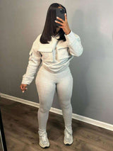 Hooded Split Hem Long Sleeve Pant Set image 1