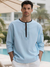 Elegant Casual Long-Sleeve Top - S, Blue image