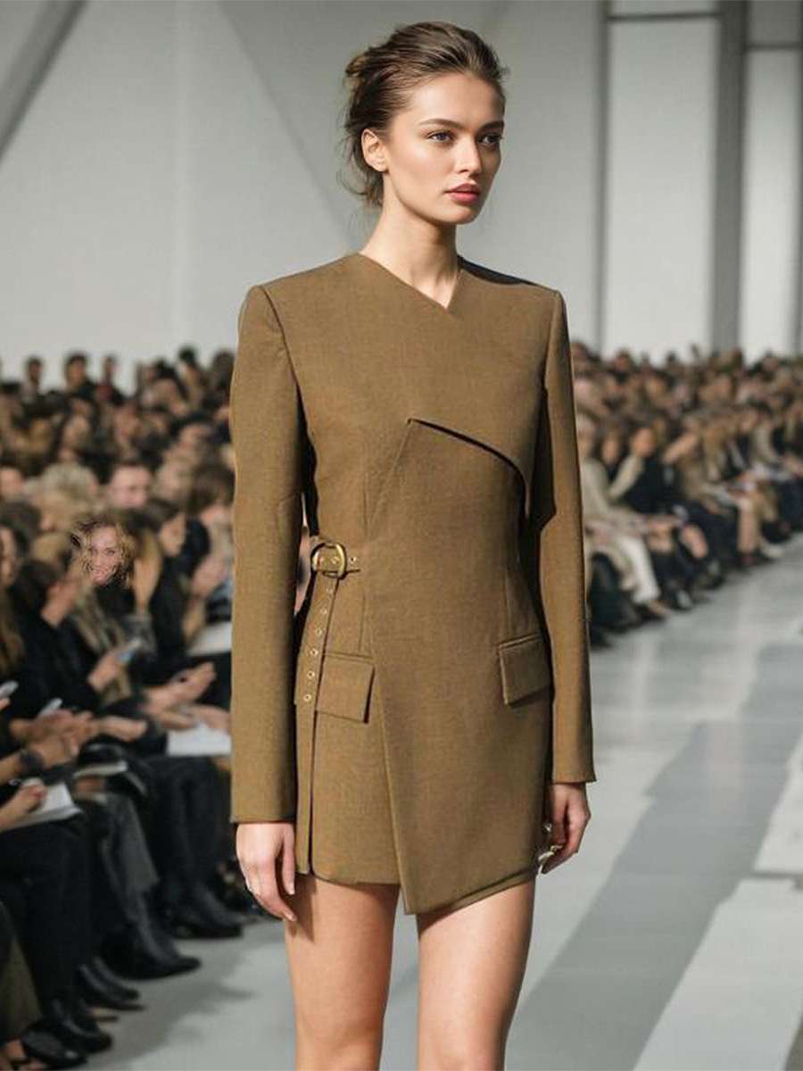 Solid Color With Belt Long Sleeve Blazers image 0