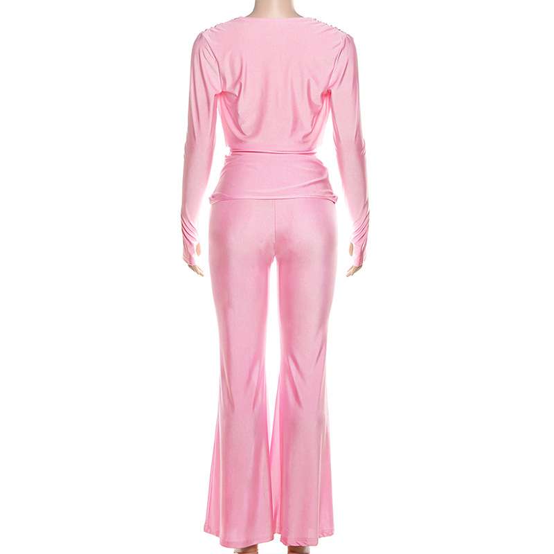 Long-Sleeve Lounge Set with Flared Pants image 6