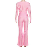 Long-Sleeve Lounge Set with Flared Pants image 6
