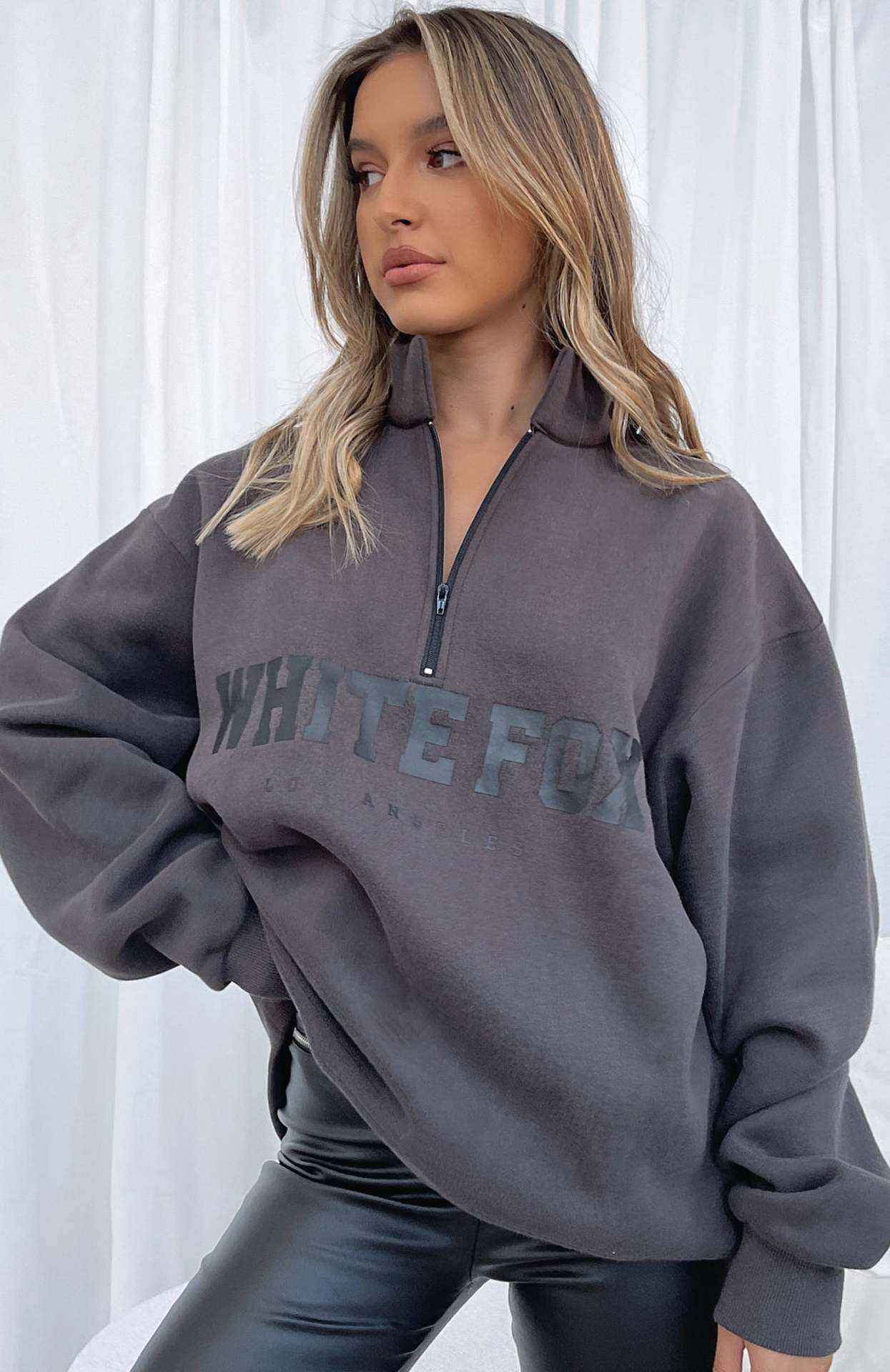 Zip Front Sweater - S, Dark Grey image