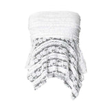 White Strapless Lace Handkerchief Hem Top image 4