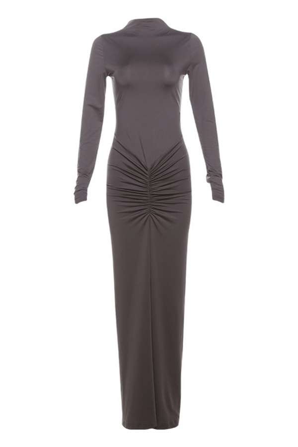 Noir Majesty Maxi Dress - L, Brown image