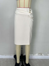 High-Slit Midi Skirt with Button Details image 4