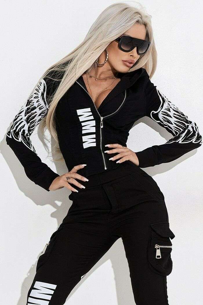 Athletic Tracksuit with Zipper Hoodie & Cargo Pants image 4