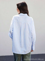 Oversized Striped Button-Down Shirt image 5