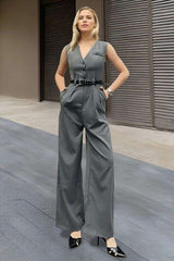 Elegant Sleeveless Jumpsuit with Wide-Leg Pants image 0