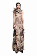 Sexy Printed Sleeveless Mesh Side Slit Maxi Dress image 1