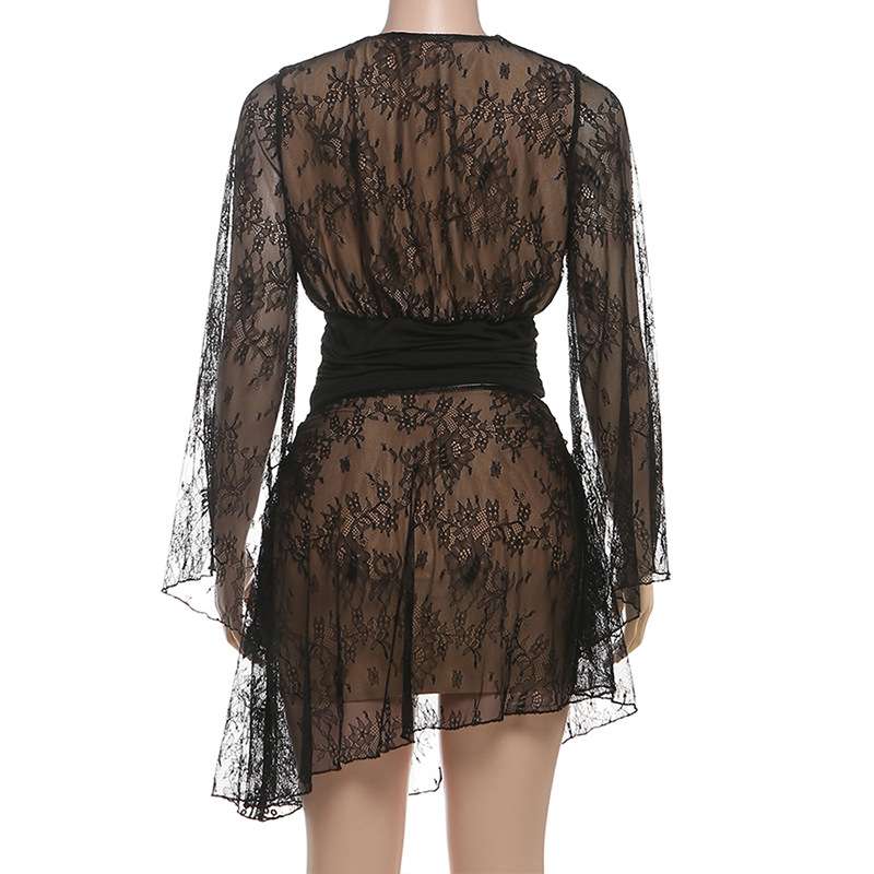 Lace Sheer Cover-Up Set with Matching Skirt image 3