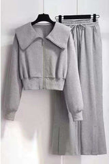 Casual Zipper Sweatshirt & Loose-Fit Pants Tracksuit Set image 1