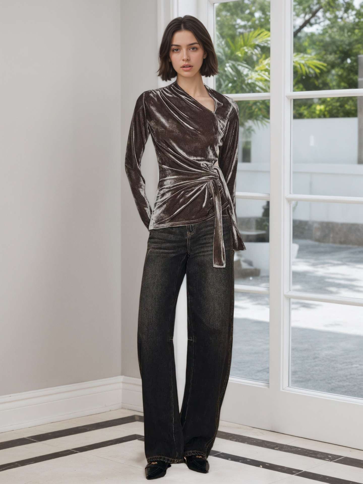 Elegant Wrap Top with Tie Detail image 2