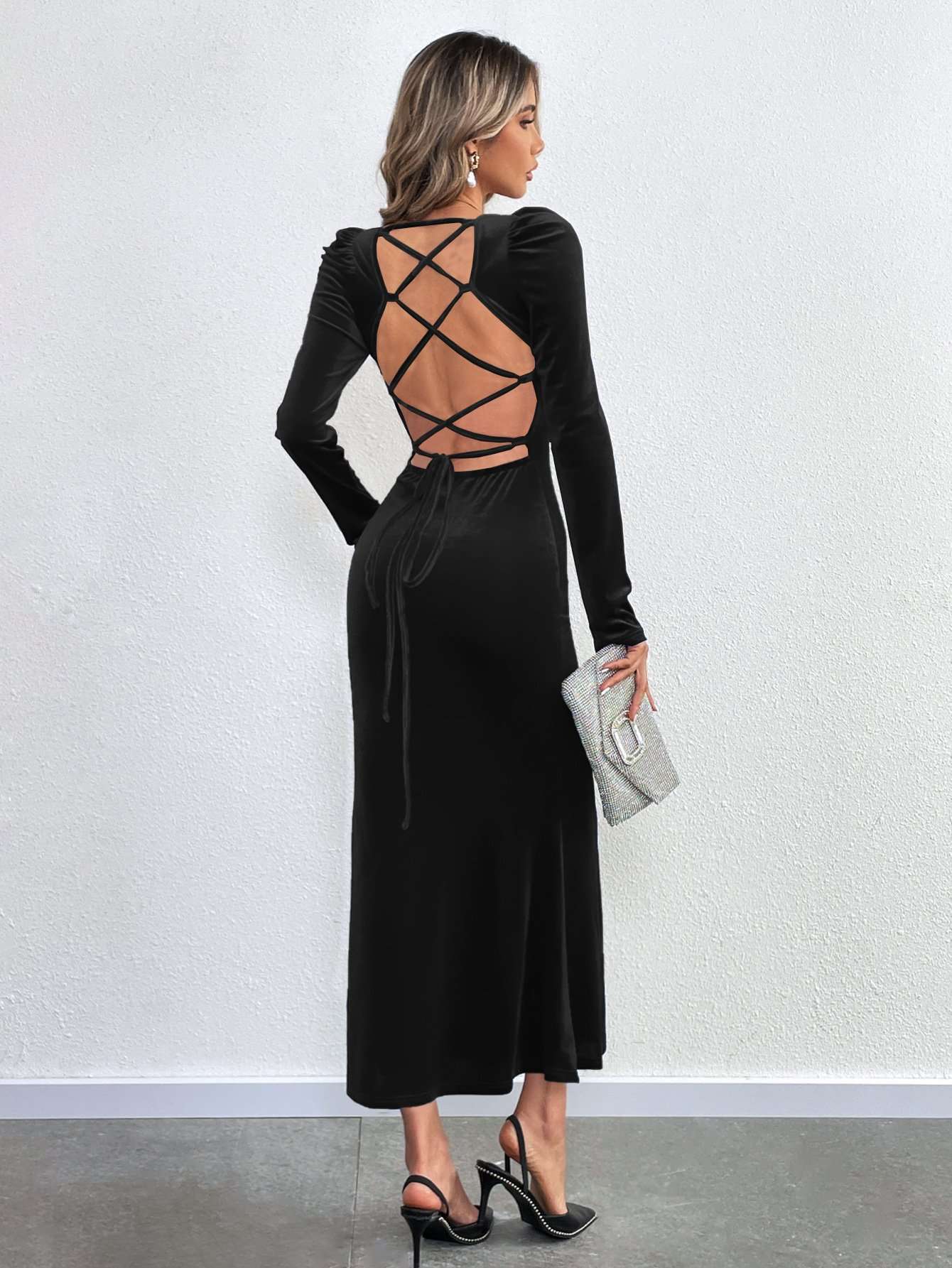Women Square Neck Bodycon Dress image 4