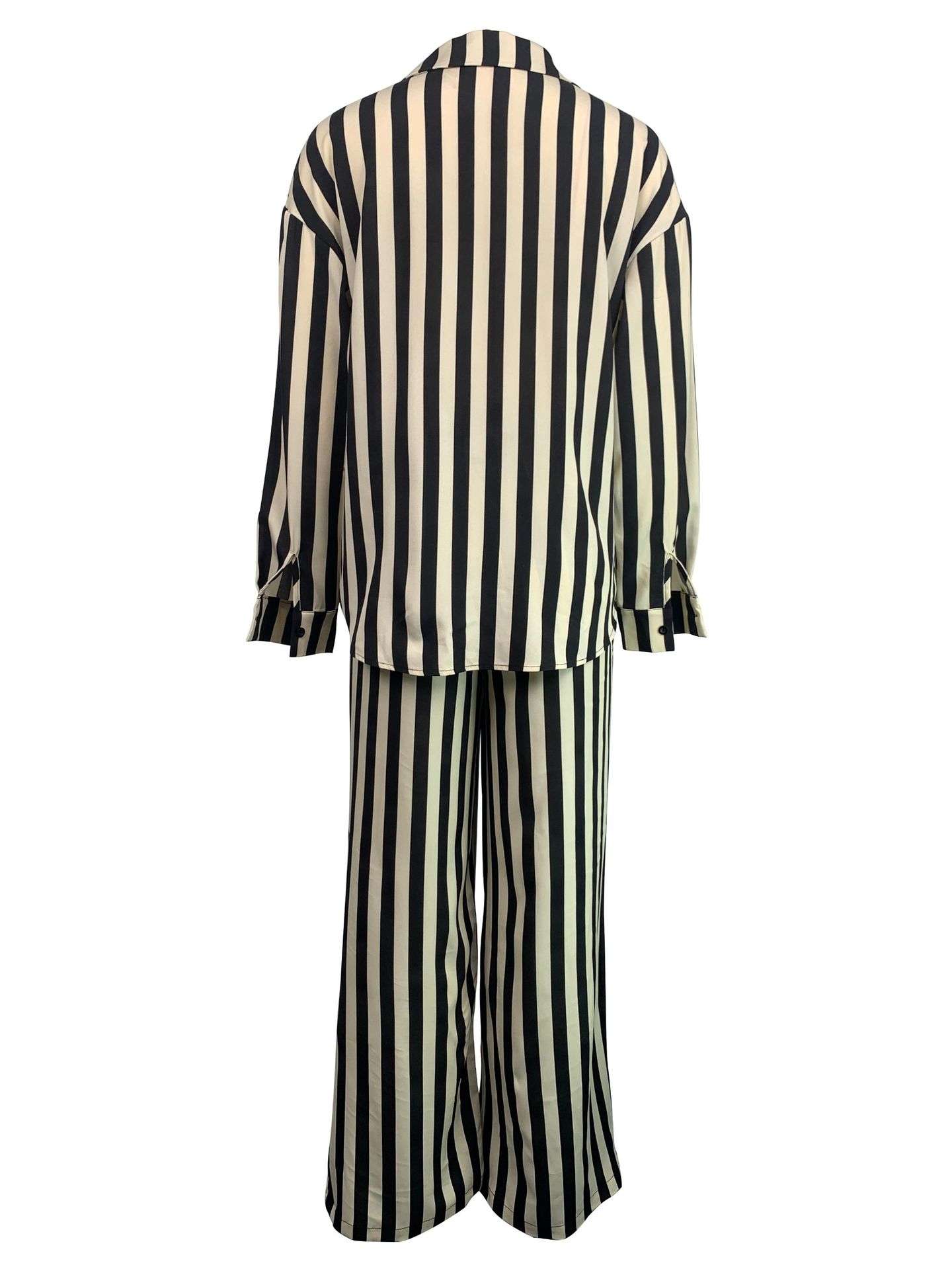 Striped Pajama Set with Buttons, Shirt and Pajama Pants image 4