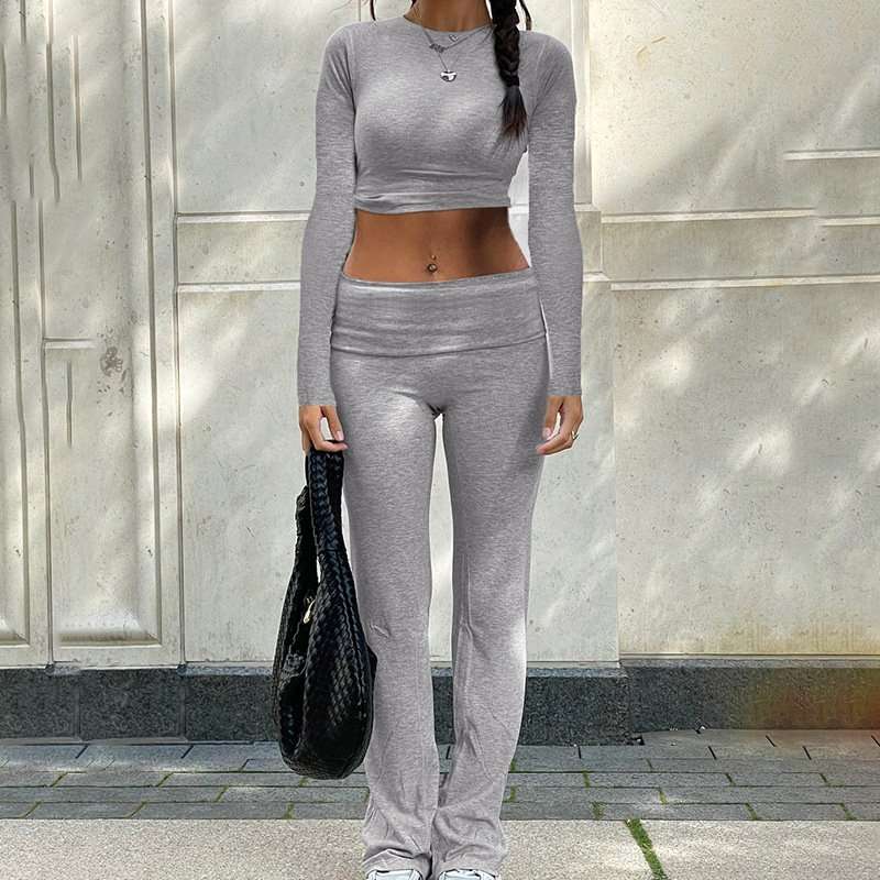 Sleek Two-Piece Activewear Set - S, Light Grey image
