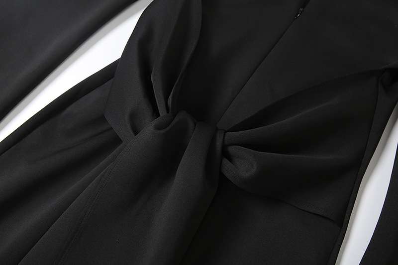 Chic Black Tie-Wrapping Dress image 7