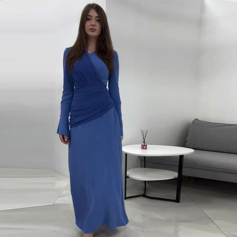 Elegant Runway Maxi Dress - M, Steel Blue image