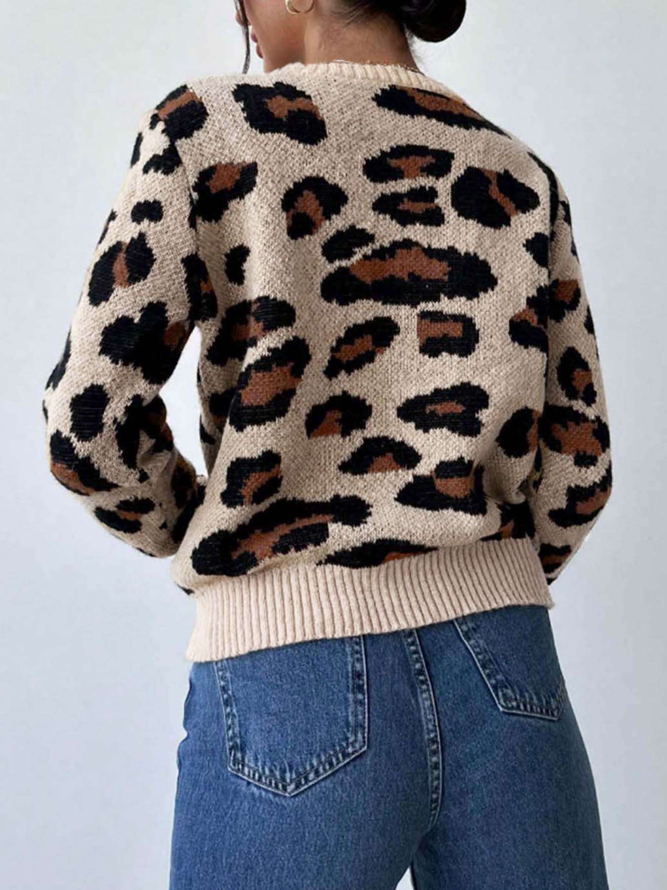 Leopard Print Knit Sweater image 3