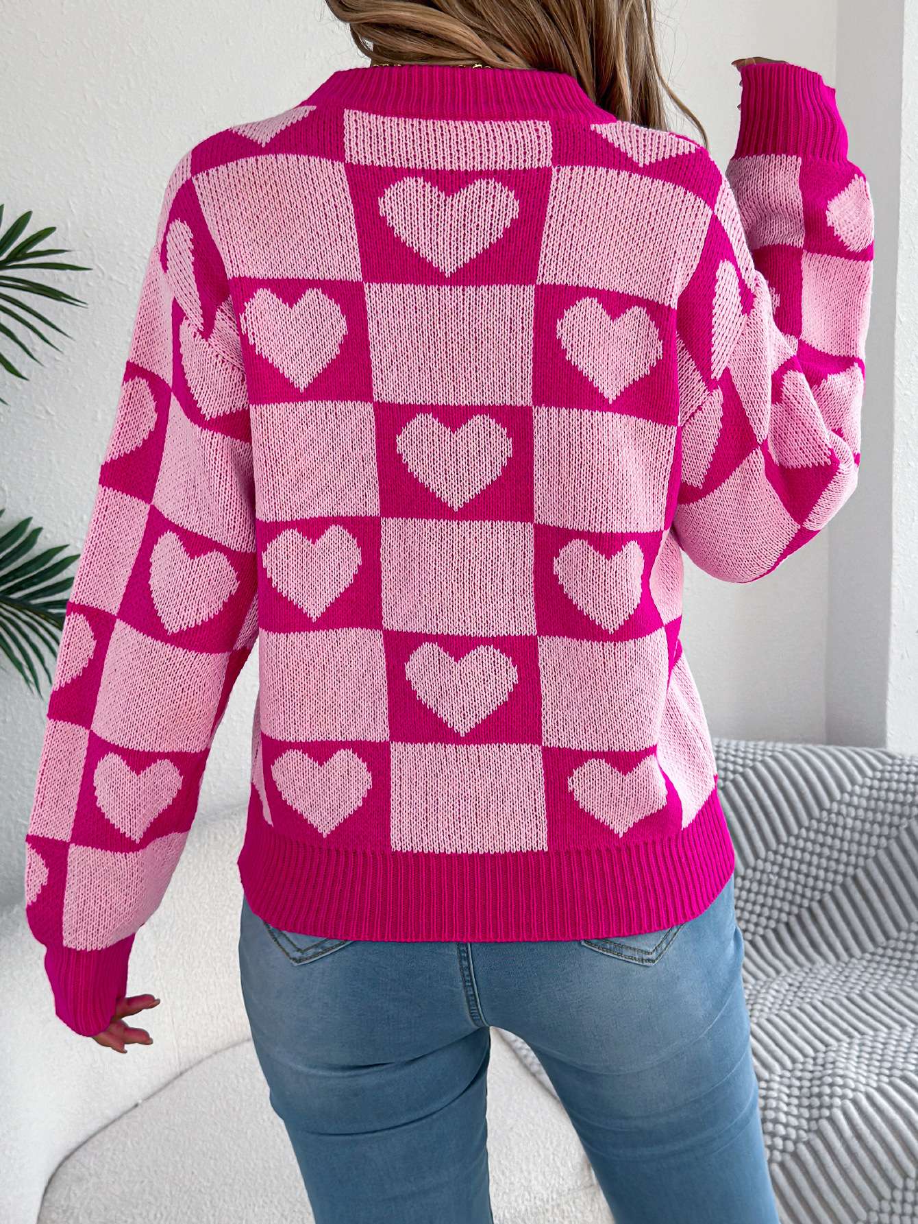 Heart Pattern Knit Sweater image 4