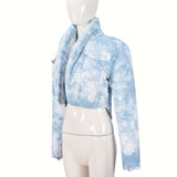 Colorblock Dyeing Pockets Cropped Coat image 3