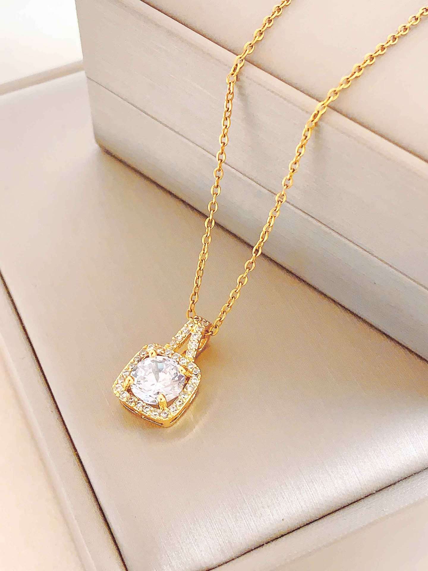 Crystal Pendant Necklace in Silver and Gold - Gold, One size image