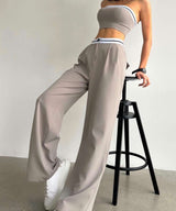 Sporty Two-Piece Tube Top & Pants Set - L, Grey image