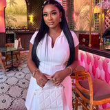 Sleek Elegance Polo Dress - L, White image