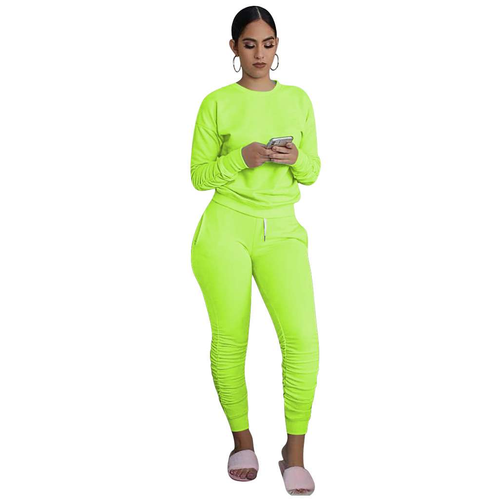 Sweatsuit Solid Color Pullover Fitness Outfits image 0
