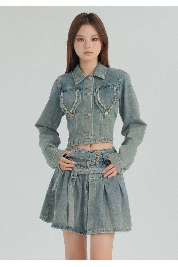 Cute Cropped Jacket and Skirt Set image 0
