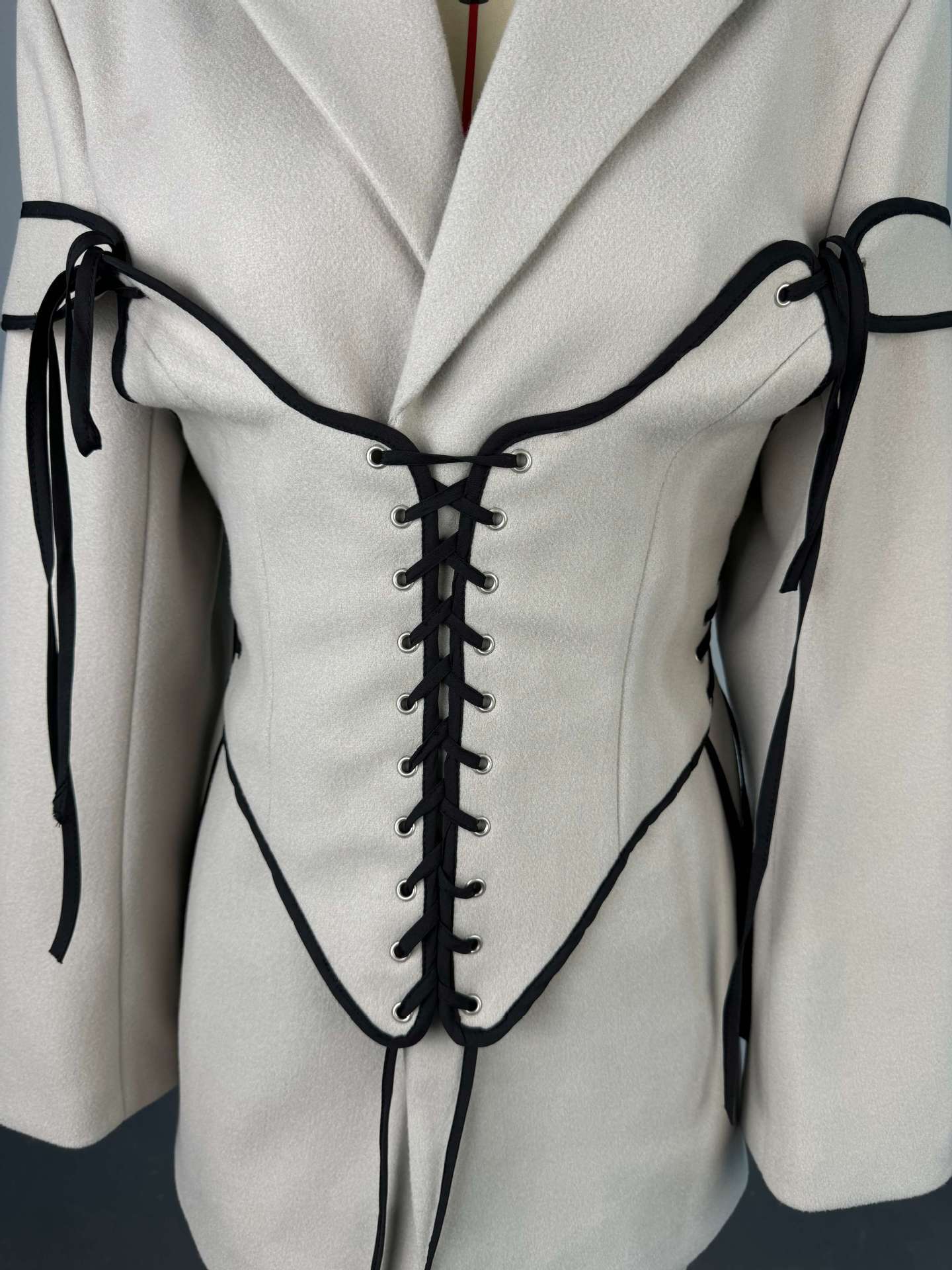 Corset long sleeve dress set with bow image 5