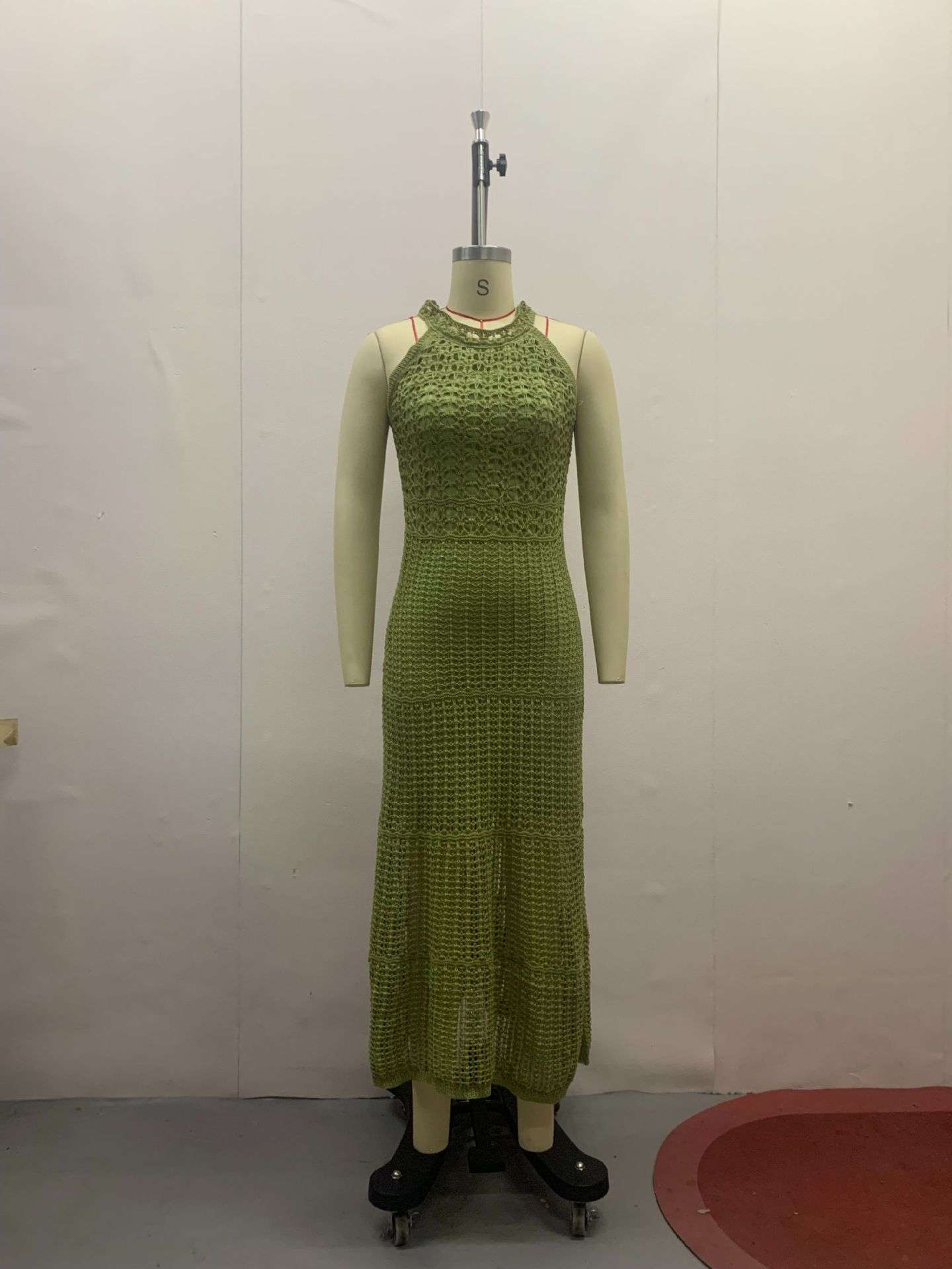Green Crochet Maxi Dress - Apple Green, L image
