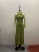 Green Crochet Maxi Dress - Apple Green, L image