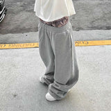 Baggy Sweatpant Casual High Double Waist Printed Boxer Sweatpants - M, Grey image