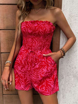 Strapless Tropical Print Romper image 1