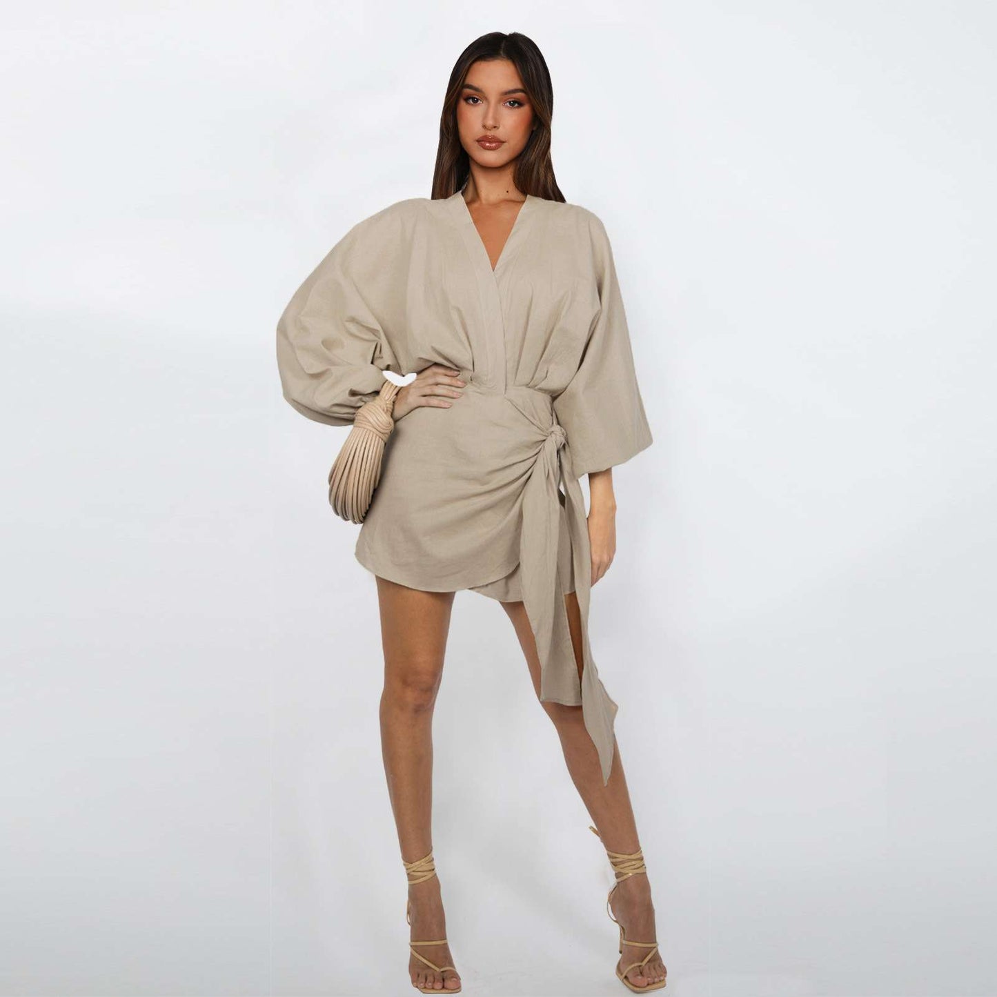 Serenity Wrap Dress - M, Beige image