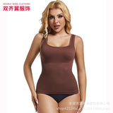 Seamless Ribbed Shaping Tank Top - M, Brown image