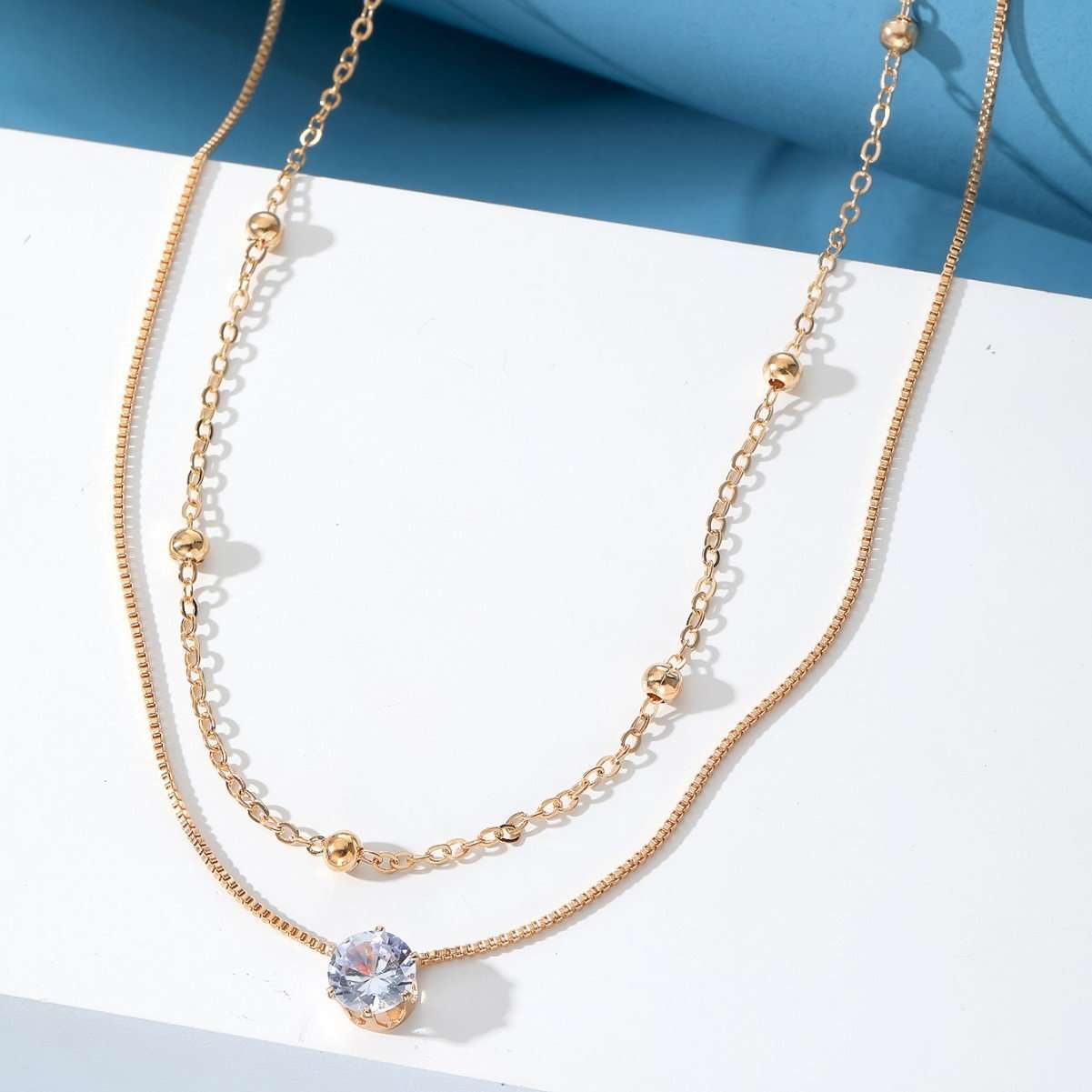 Gold-Toned Stone-Studded Layered Necklace image 4