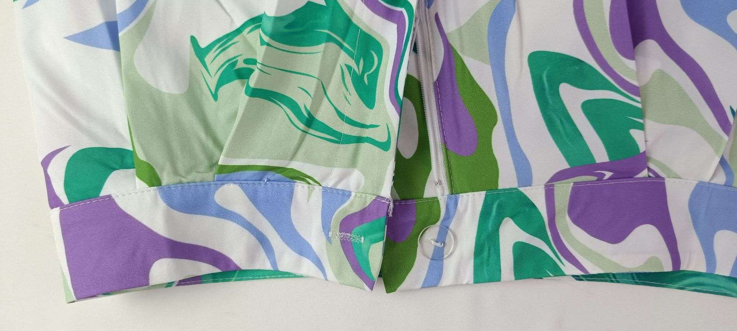 Abstract Pattern Lounge Set with Oversized Shirt & Wide-Leg Pants image 4