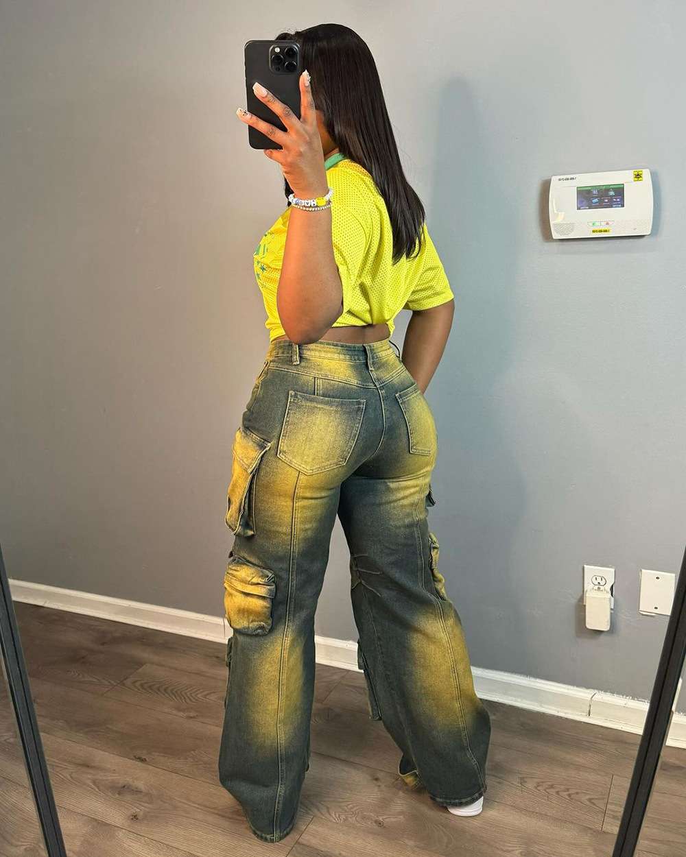 Cargo Jeans with Gradient Design image 2