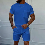 Matching Short-Sleeve T-Shirt & Shorts Set - L, Blue image