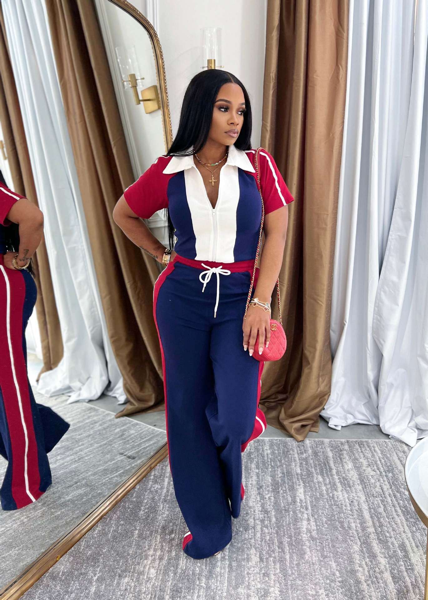 Colorblock Tracksuit Set image 1