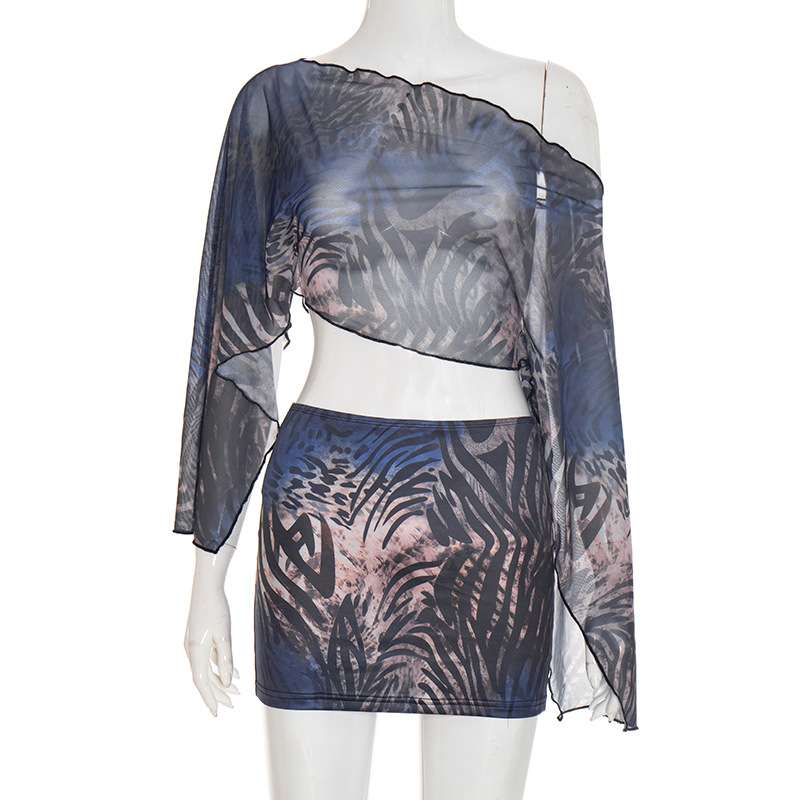 Animal Print Off-Shoulder Crop Top & Skirt image 3