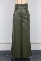 High Waist Wide Leg Pants PU Trousers image 5
