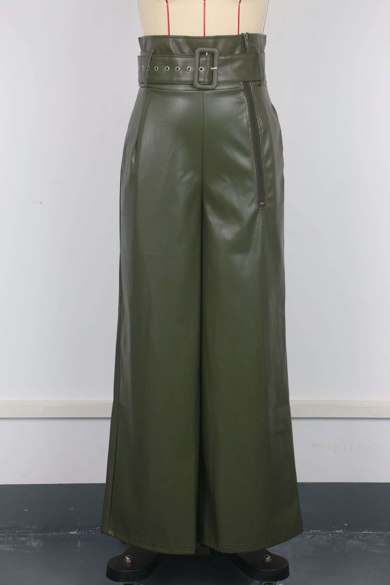High Waist Wide Leg Pants PU Trousers image 5